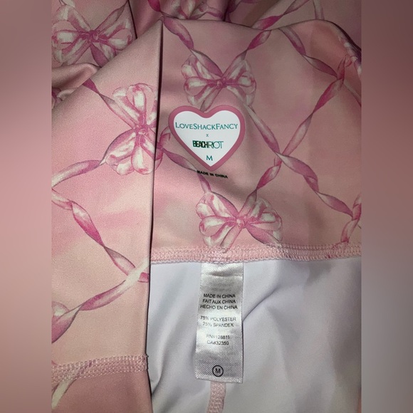LoveShackFancy x Beach Riot collab pink bow leggings pants size M medium cottage - Picture 4 of 8